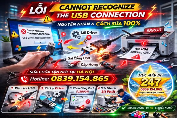 Lỗi cannot recognize the usb connection máy in