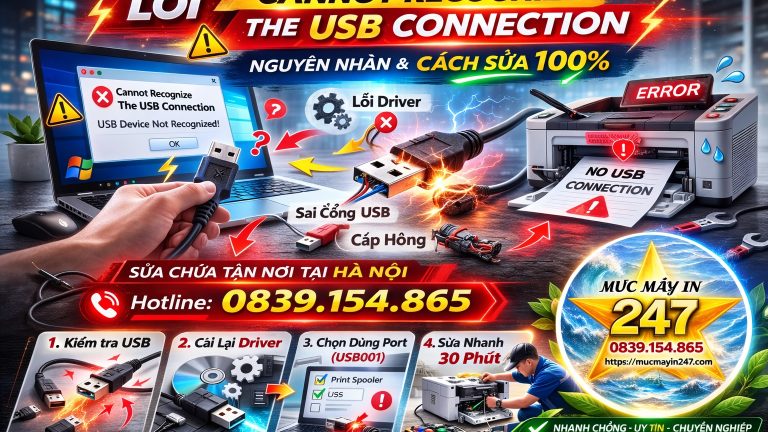 Lỗi cannot recognize the usb connection máy in