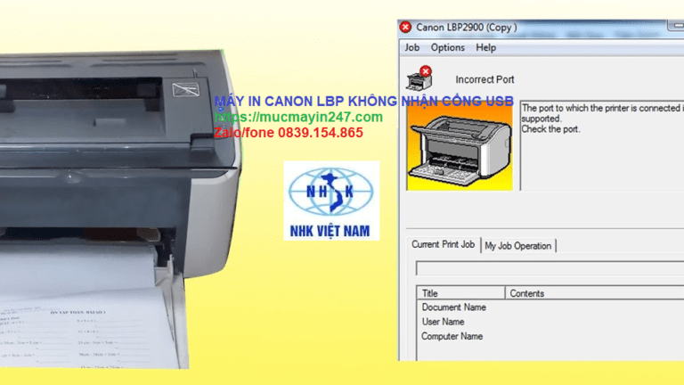 máy in canon 2900 không nhận usb