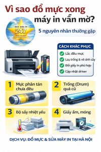 Đổ mực xong in vẫn mờ - Nguyên nhân & Khắc Phục